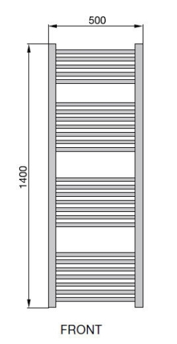 Zehnder Impa 140x50 cm egyenes fürdőszobai radiátor, fehér IMP 140-050