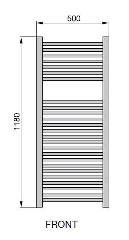 Zehnder Impa 120x50 cm egyenes fürdőszobai radiátor, króm IMP 120-050
