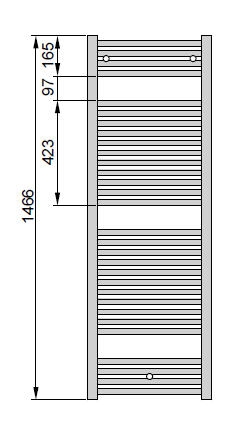 Zehnder Virando 150x60 cm egyenes fürdőszobai radiátor, fehér AB-150-060