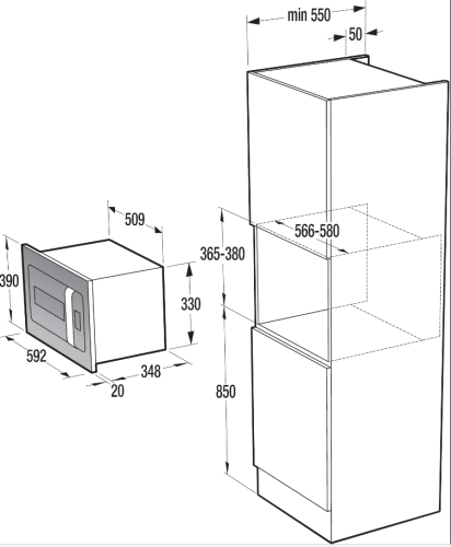 Gorenje BM235ORAW Beépíthető mikrohullámú sütő grillel