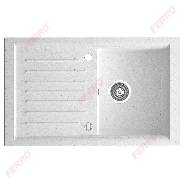 Ferro KIZZ egymedencés csepptálcás mosogató 50x81x19 cm, fehér DRG50/81W