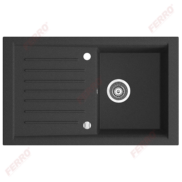 Ferro KIZZ egymedencés csepptálcás mosogató 50x81x19 cm, grafit DRG50/81B