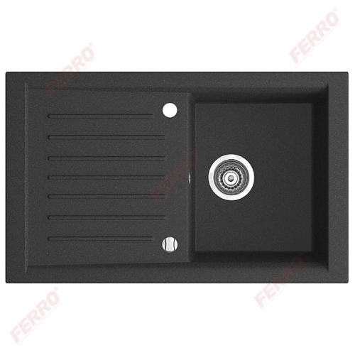 Ferro KIZZ egymedencés csepptálcás mosogató 50x81x19 cm, grafit DRG50/81B