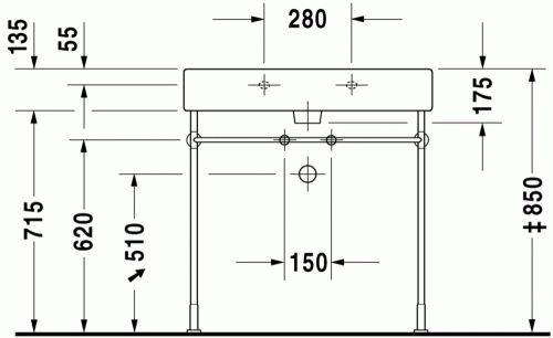 Duravit Vero 80x47 cm mosdó csaplyuk nélkül WonderGliss felülettel 04548000281