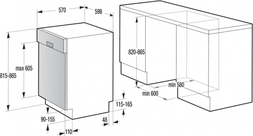 Gorenje GI61010X Beépíthető mosogatógép előlap nélkül