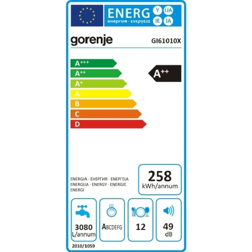 Gorenje GI61010X Beépíthető mosogatógép előlap nélkül