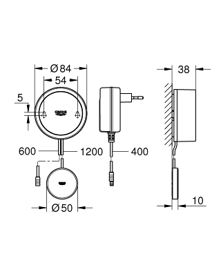 Grohe Sense vízérzékelő egység hosszabbító és hálózati kábellel 22507LN0