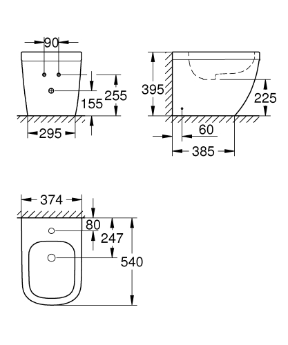 Grohe Euro Ceramic álló bide PureGuard felülettel 3934000H