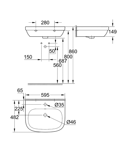Grohe Euro Ceramic 60x48 cm mosdó 39335000