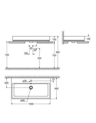 Grohe Cube Ceramic 100x49 cm pultra ültethető mosdó PureGuard felülettel 3947500H