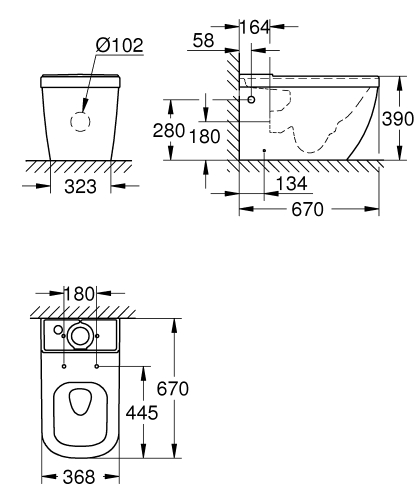 Grohe Euro Ceramic monoblokkos wc csésze PureGuard felülettel 3933800H