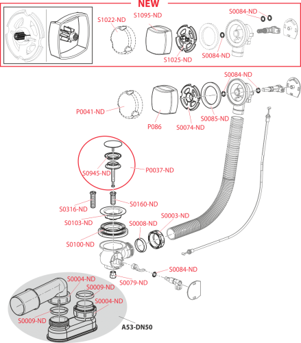 ALCA (Alcaplast) A51CR 100 automata kádszifon, króm (hossz 1000mm)