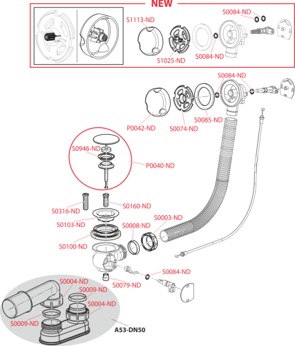 ALCA (Alcaplast) A51BM automata kádszifon, fehér (hossz 570mm)