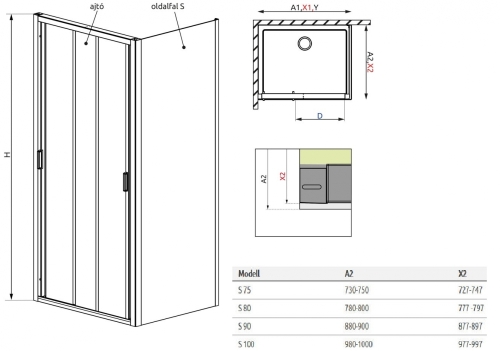 Radaway Evo S 90 zuhany oldalfal 336090-01-01