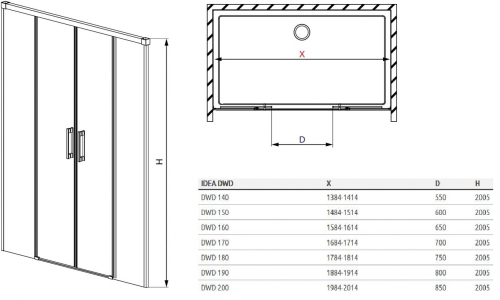 Radaway Idea Black DWD 170 zuhanyajtó 387127-54-01