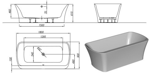 Kolpa-San Marilyn-FS 180x90/O GRE/W szabadon álló fürdőkád 593850