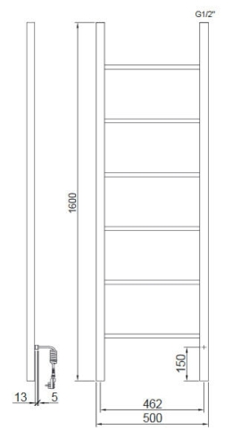 Sapho KARBO elektromos fürdőszobai radiátor 120W, 500x1600 mm, fekete (KB905)