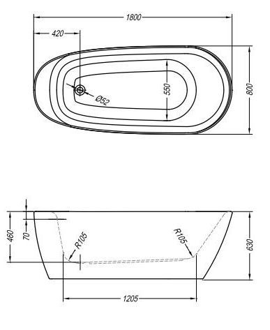 Kolpa-San Adonis-FS 180x80/O RED/WHITE szabadon álló fürdőkád 711370