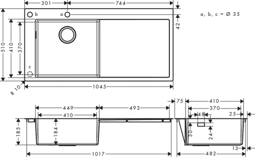 Hansgrohe S718-F450 beépített mosogató 450 rozsdamentes 43332800