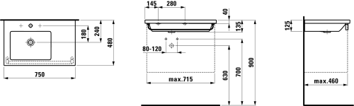 Laufen Living Square 75x48 cm mosdó H8174380001041
