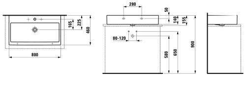 Laufen Living City 80x46 cm pultra ültethető mosdó H8174370001041