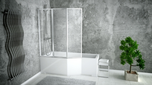 Besco Integra 150x75/56 cm-es kád 3 részes kádparavánnal balos