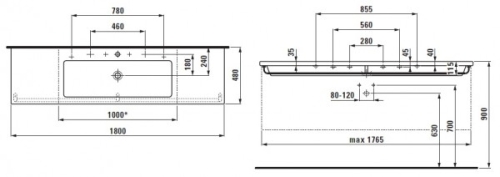 Laufen Living Square 180x48 cm mosdó H8164380001041