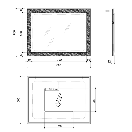 Sapho FLUT 60x80m keretes LED tükör, fehér FT060