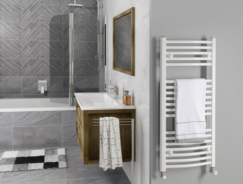 Sapho AQUALINE ORBIT 600x986mm íves fürdőszobai radiátor, fehér ILO96E