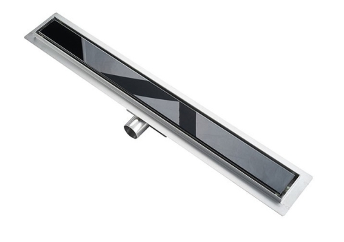 Roltechnik rozsdamentes zuhanyfolyóka, BLACK GLASS (fekete üveg) betéttel, 800 mm, RRF-BG-800