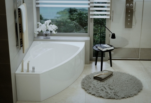 M-Acryl Claudia 160x105 cm aszimmetrikus akril kád kádlábbal, jobbos, 12397