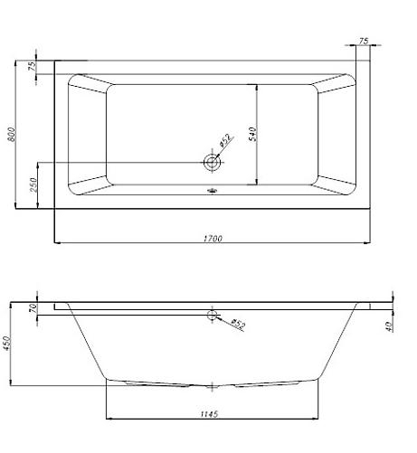 Kolpa-San Elektra 170x80/MO-2+MIKRO Előlapos egyenes fürdőkád kombinált masszázs rendszerrel mikrofúvókákkal 591210