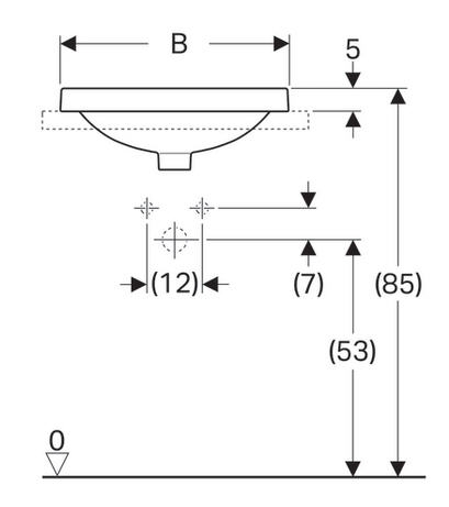 Geberit VariForm 50x40 cm ovális beépíthető mosdó túlfolyóval 500.708.01.2