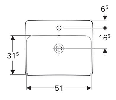 Geberit VariForm 55x45 cm beépíthető mosdó túlfolyó nélkül 500.742.01.2