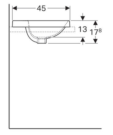Geberit VariForm 55x45 cm beépíthető mosdó túlfolyó nélkül 500.742.01.2