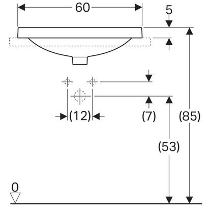 Geberit VariForm 60x48 cm beépíthető mosdó túlfolyóval 500.725.01.2