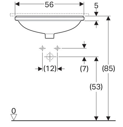 Geberit VariForm 56x46 cm alulról beépíthető mosdó túlfolyóval 500.752.01.2