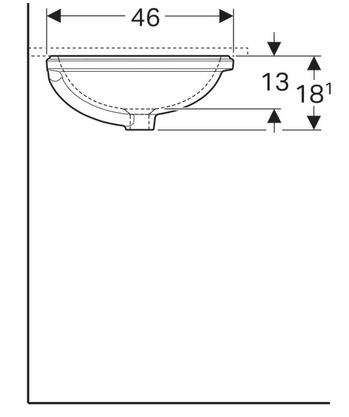 Geberit VariForm 56x46 cm alulról beépíthető mosdó túlfolyó nélkül 500.754.01.2