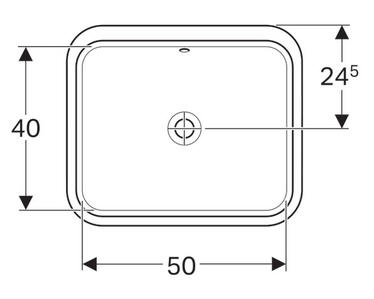 Geberit VariForm 58x49 cm alulról beépíthető mosdó túlfolyóval 500.764.01.2