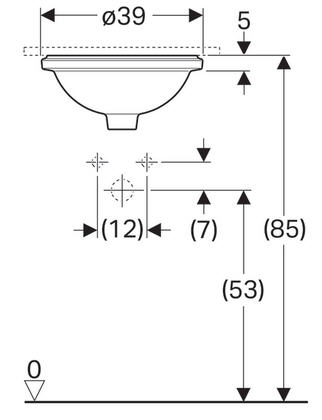Geberit VariForm 39 cm alulról beépíthető mosdó túlfolyóval 500.745.01.2