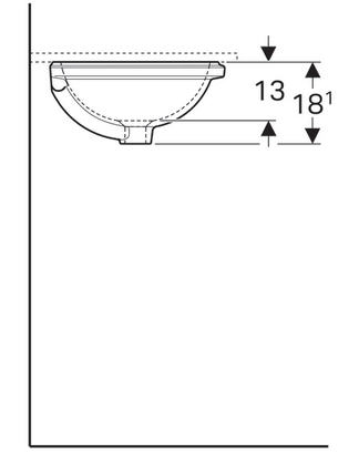 Geberit VariForm 39 cm alulról beépíthető mosdó túlfolyóval 500.745.01.2