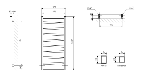 Sapho ZIG 500x1334mm fürdőszobai radiátor, fehér ZG513