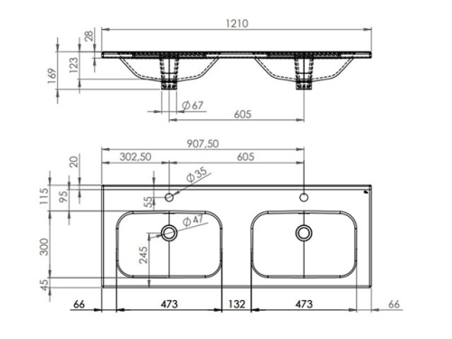 AREZZO design Piazza 120 cm-es dupla mosdó AR-145750