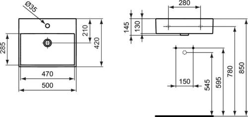 Ideal Standard STRADA 50x42 cm mosdó K077701