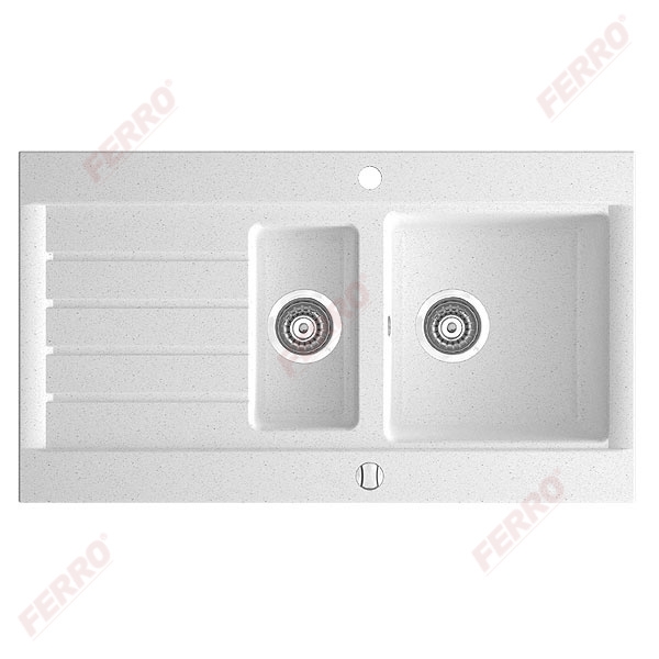 Ferro OZZY gránit mosogató 91x52x20 cm, fehér DRG52/91W