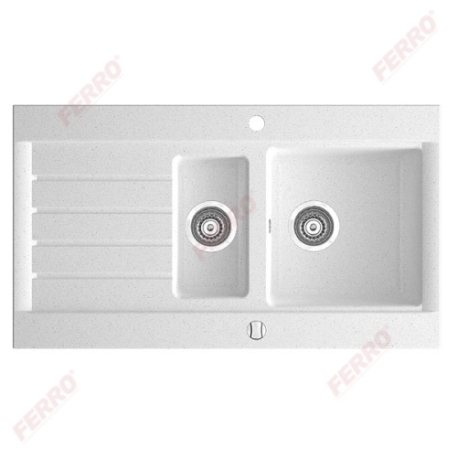 Ferro OZZY gránit mosogató 91x52x20 cm, fehér DRG52/91W