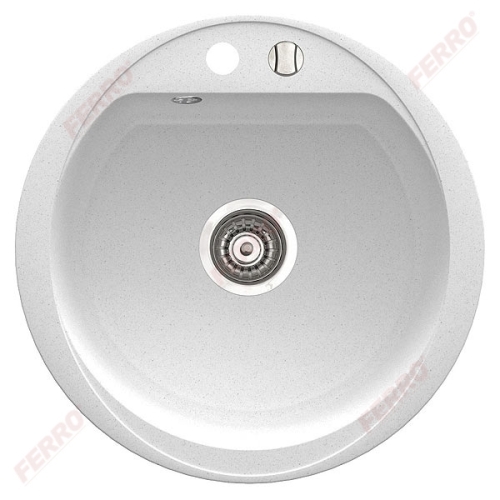 Ferro BIZZY egymedencés gránit mosogató Ø52 cm, fehér DRG52W