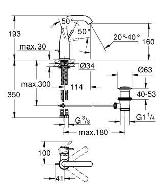 Grohe Essence New egykaros mosdócsaptelep, hard graphite 23462 A01 (23462A01)