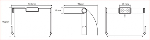 Sapho BEMETA NERO WC papírtartó, 130x95x90mm, fekete 135012010