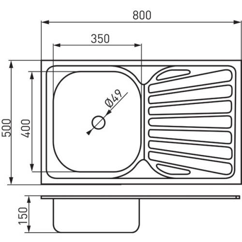 Ferro egymedencés mosogató jobb oldali csepptálcával 50x80 cm szövetmintás DR50/80APTS.H